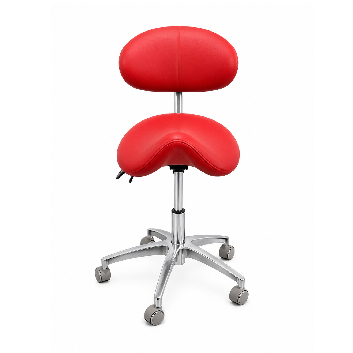 Indian Saddle Dental Stool with Backrest and Metal Base