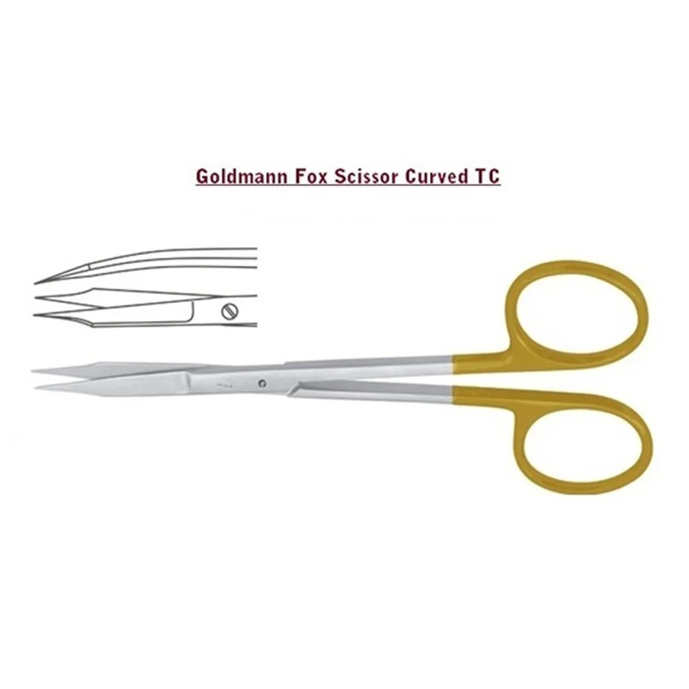 Julldent Goldman Fox Scissors With Tungsten Carbide Tips - Curved Fine