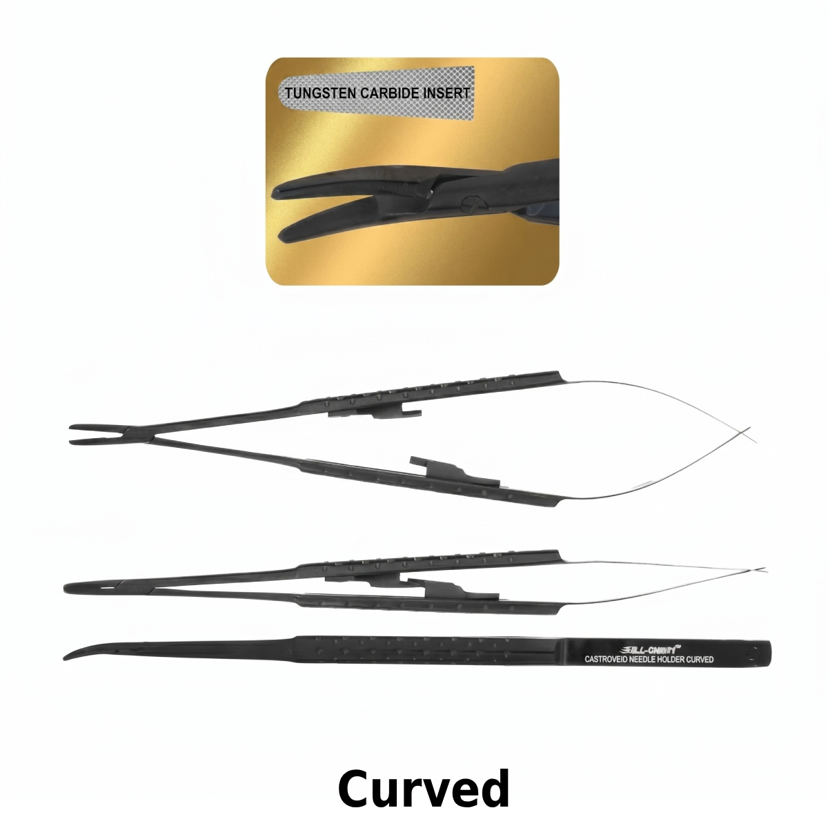 Julldent Micro Surgical Needle Holder With Curved TC Tip (073B)