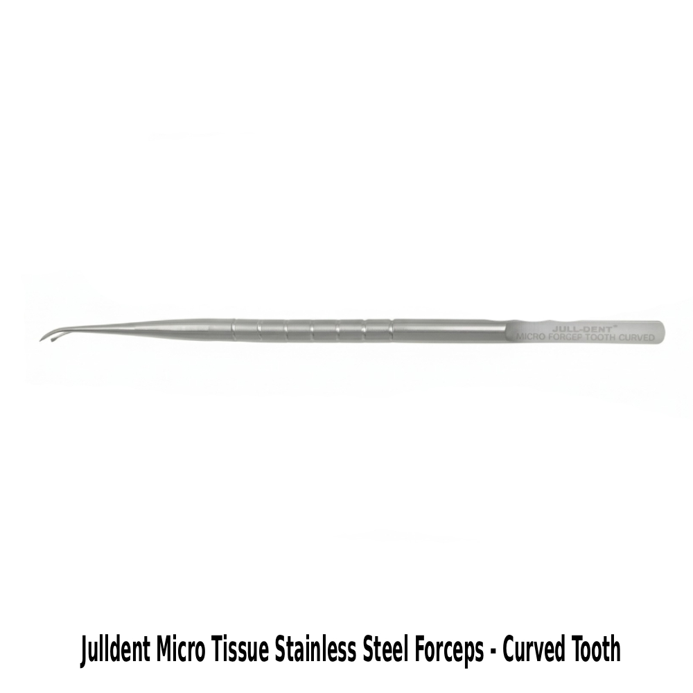 Julldent Micro Tissue Stainless Steel Forceps - Curved Tooth