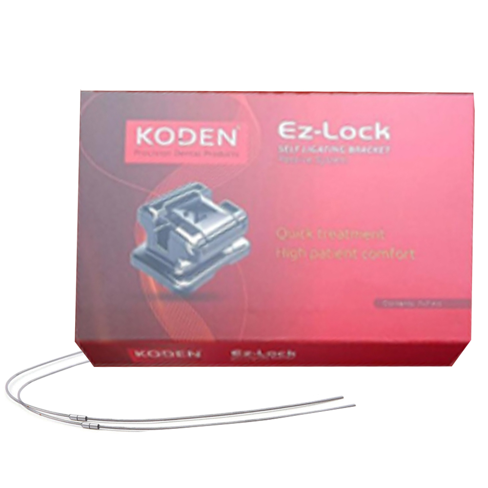 Koden EZ Lock Metal Self Ligating Bracket Kit MBT 022 With 3 Sets of Cu NiTi Archwires