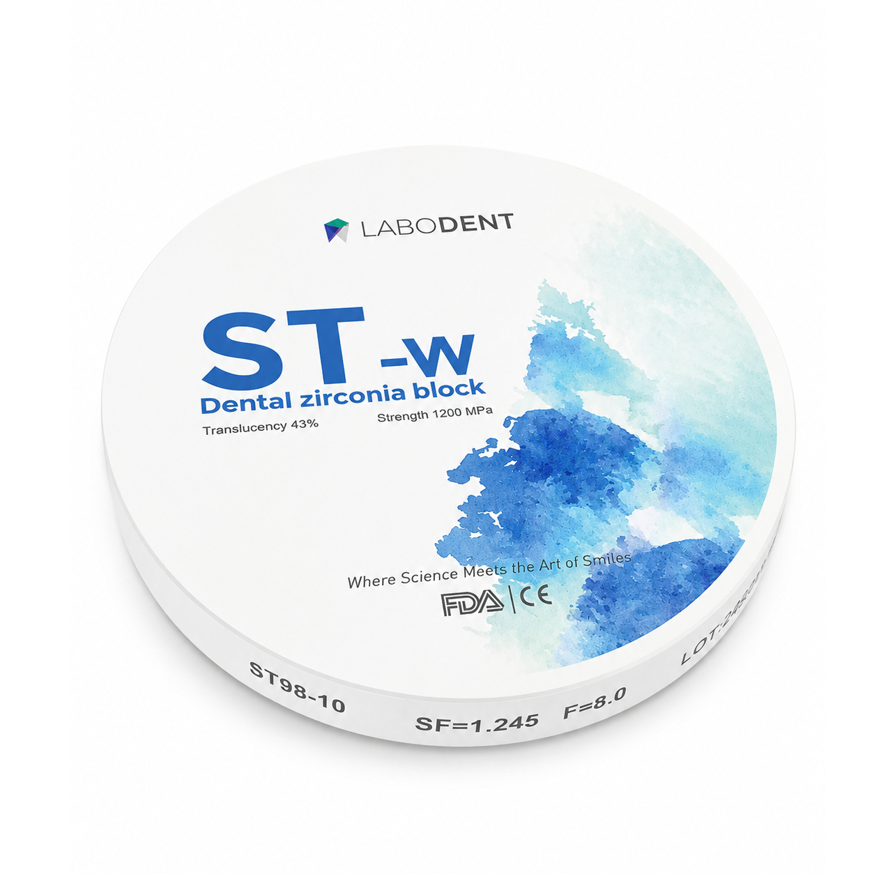 Labodent Zirconia Ceramic Blank ST | White Shade | 25mm |CAD/CAM Disc