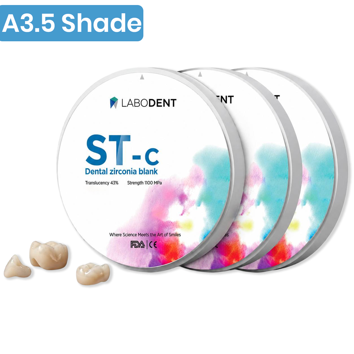 Labodent Zirconia Ceramic Blanks ST-C | A3.5 Shade | Pre-Shaded CAD/CAM Discs