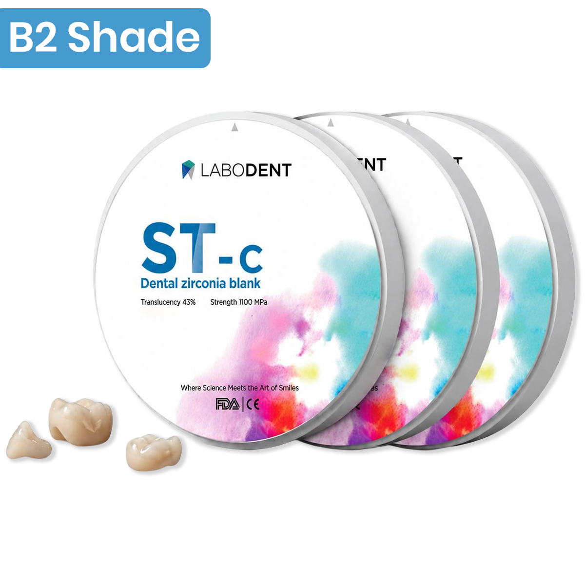 Labodent Zirconia Ceramic Blanks ST-C | B2 Shade | Pre-Shaded CAD/CAM Discs