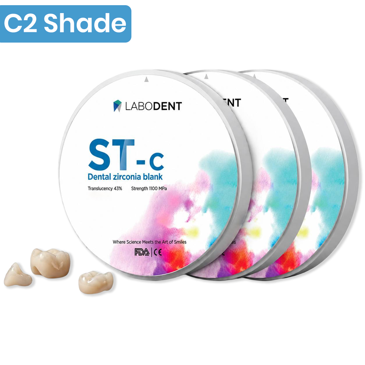 Labodent Zirconia Ceramic Blanks ST-C | C2 Shade | Pre-Shaded CAD/CAM Discs