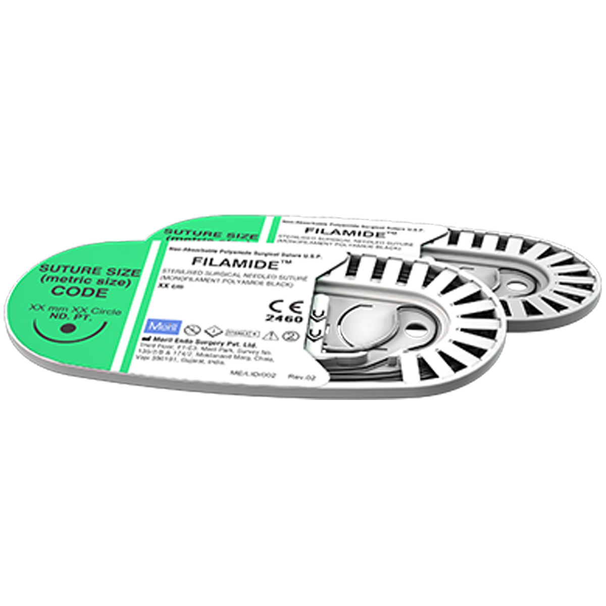 Meril Filamide #3-0 Polyamide Suture (NYL30 3328) - Pack of 12