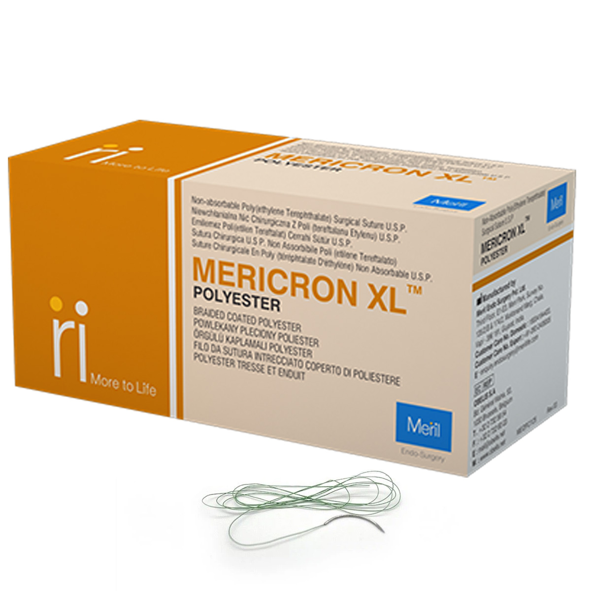 Meril Mericron XL #2-0 Polyester Suture (ME6987) - Pack of 12