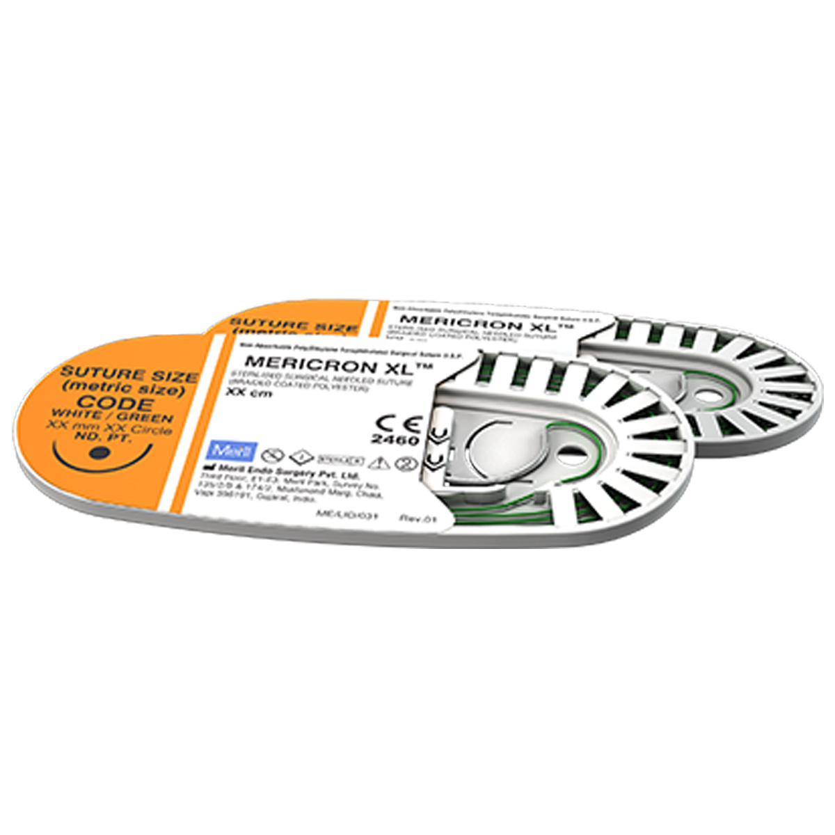 Meril Mericron XL #4-0 Polyester Suture (ME6891G) - Pack of 12