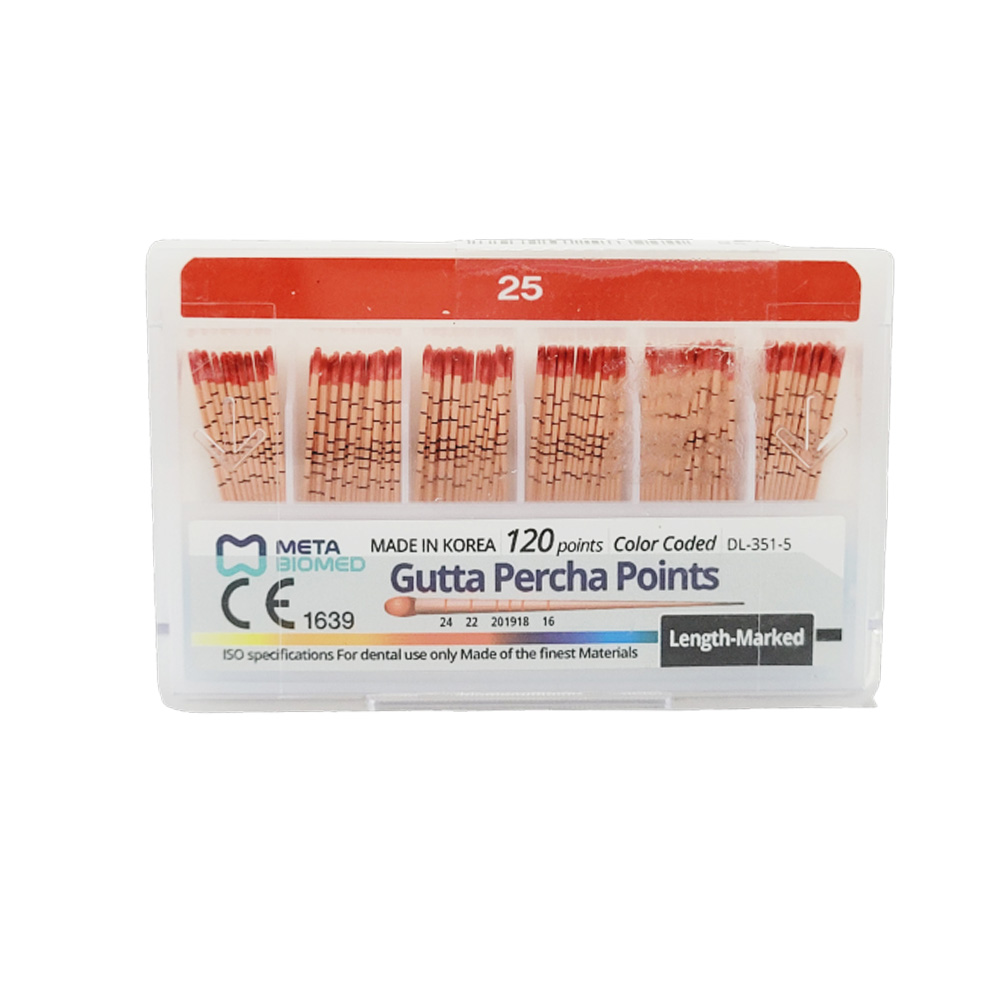 Meta Gutta Percha Points Color Coded Length Marked 2% # 25