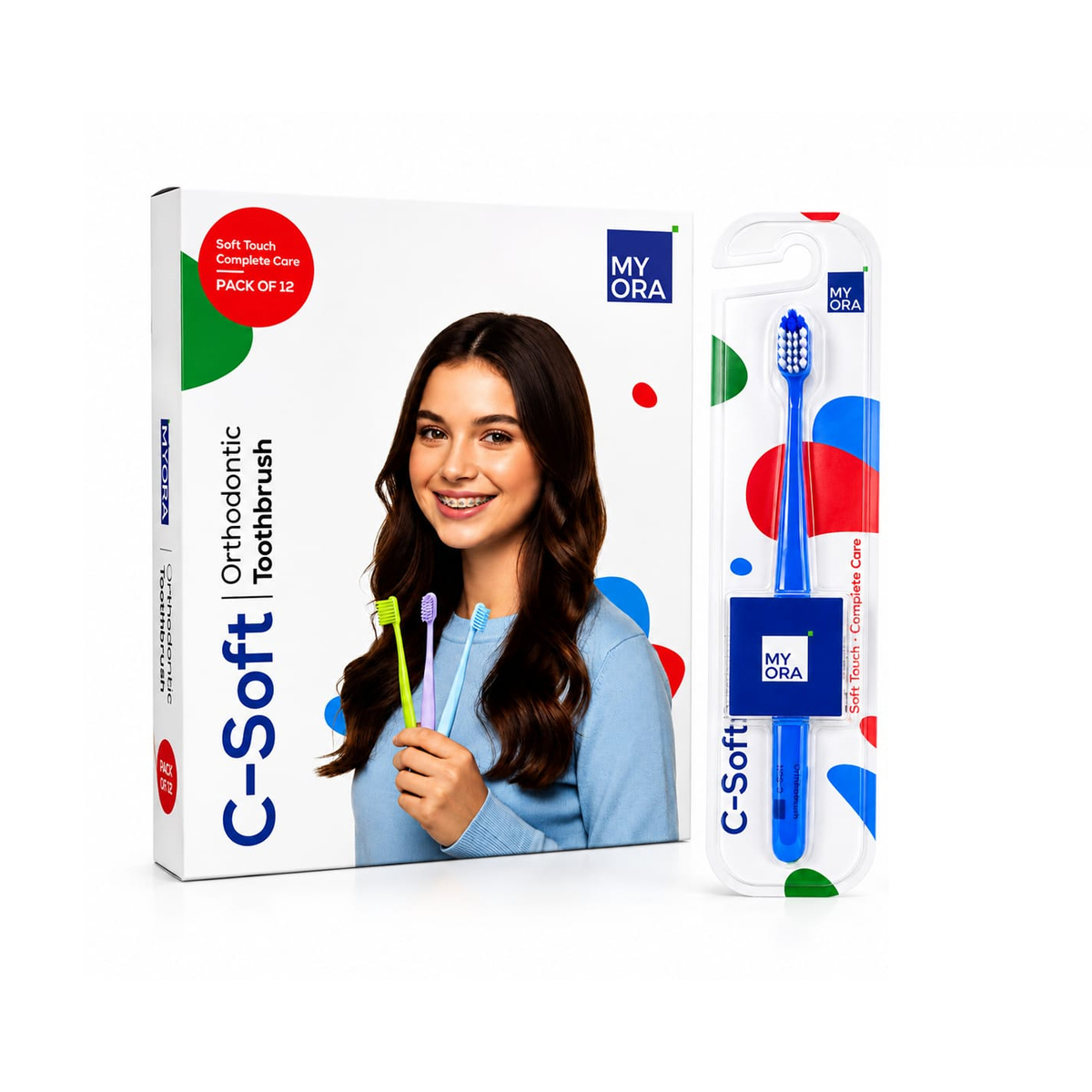 MyOra C-Soft Orthodontic Toothbrush - Blue (Pack Of 12)