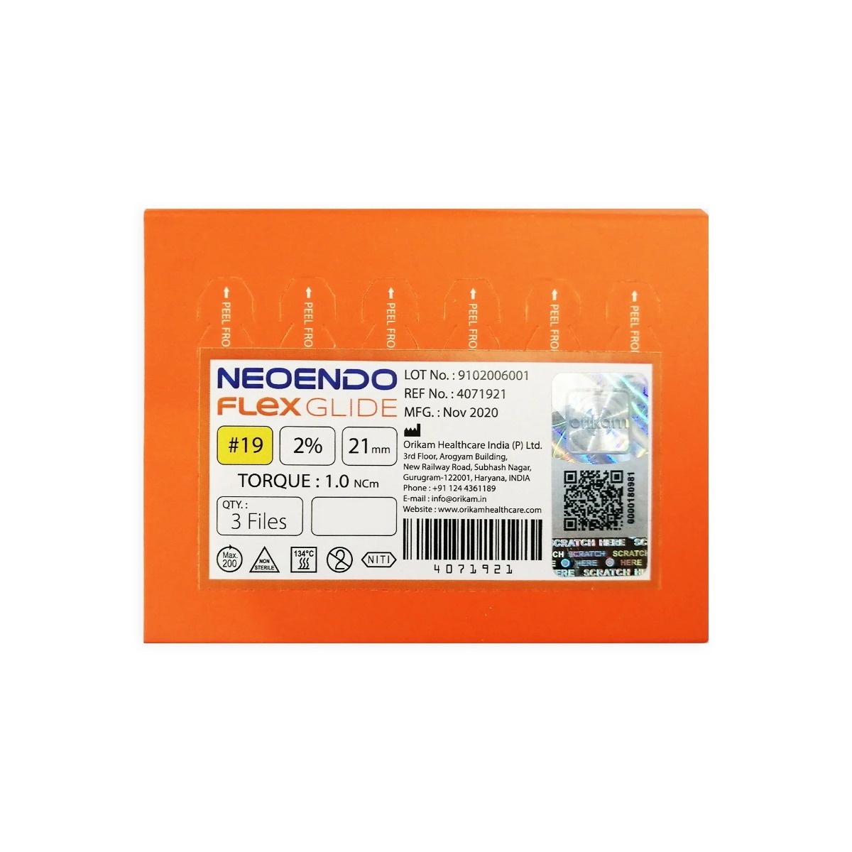 Neoendo Flex Glide File 21mm 2% #19 (Pack of 3)