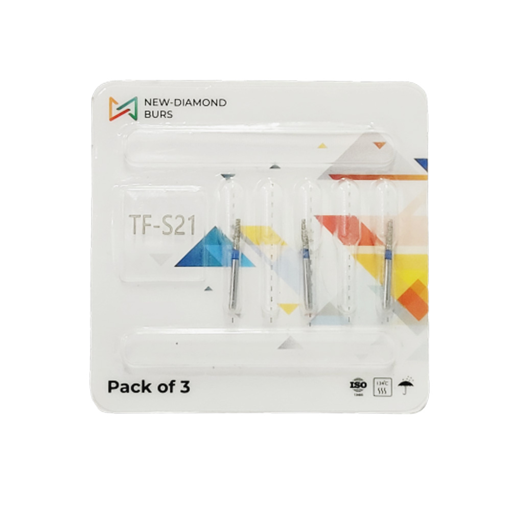NewDiamond Taper Fissure FG Diamond Bur TF-S21 ( Pack Of 3)