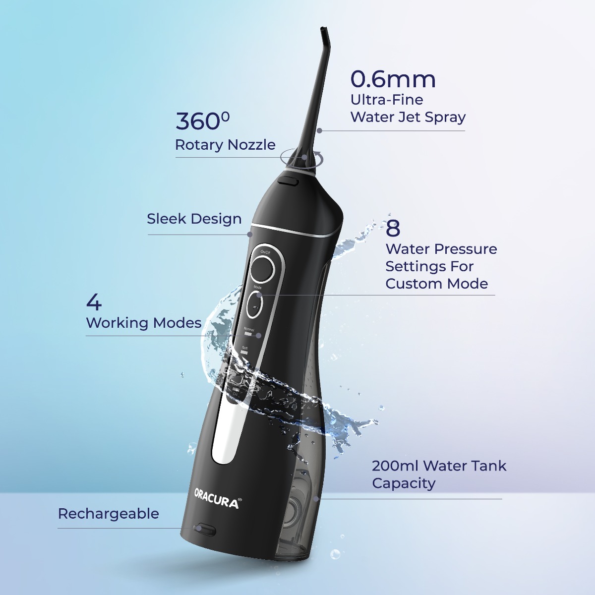 Oracura OC200 Lite Smart Plus Water Flosser Black