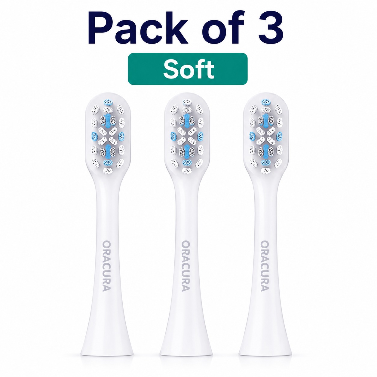Oracura SB300 Sonic Smart Electric Rechargeable Toothbrush Head Refill - Soft (Pack of 3)