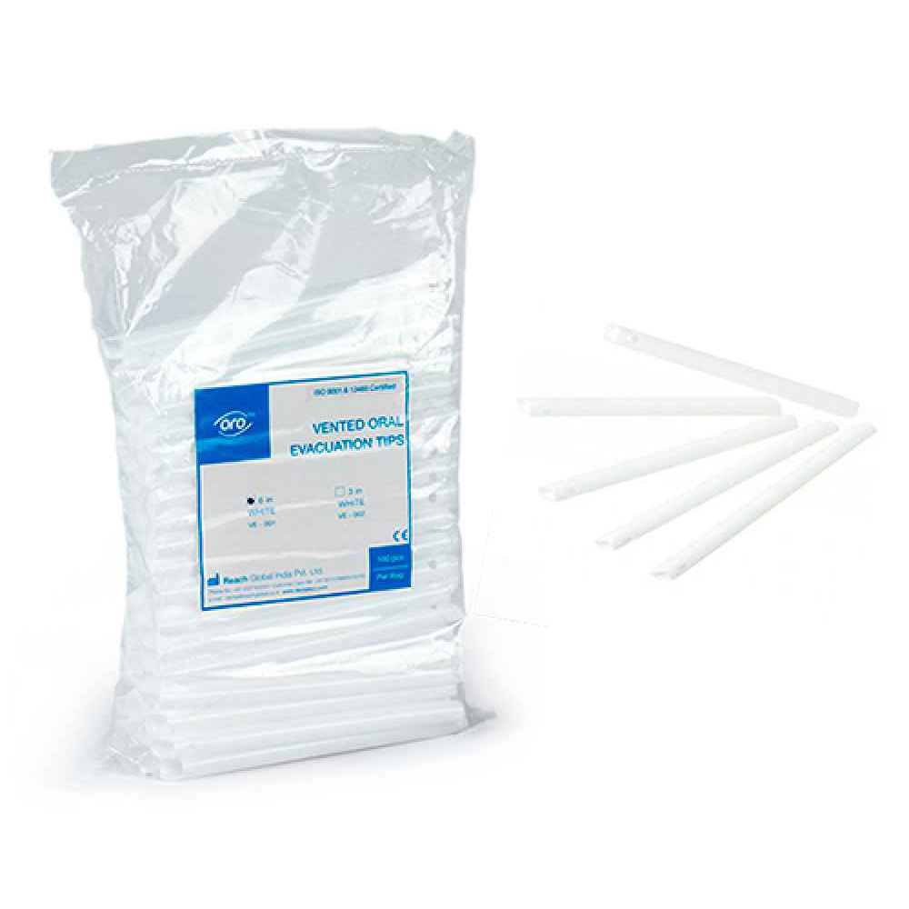 Oro Vented Oral Evacuation Tips - 6 inches (Pack of 100)