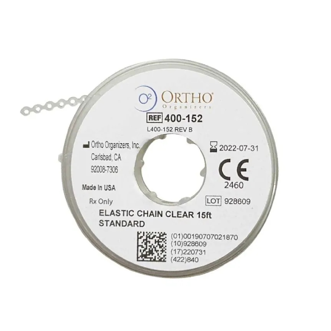 Ortho Organizers Elastic Chain - Silver - Long