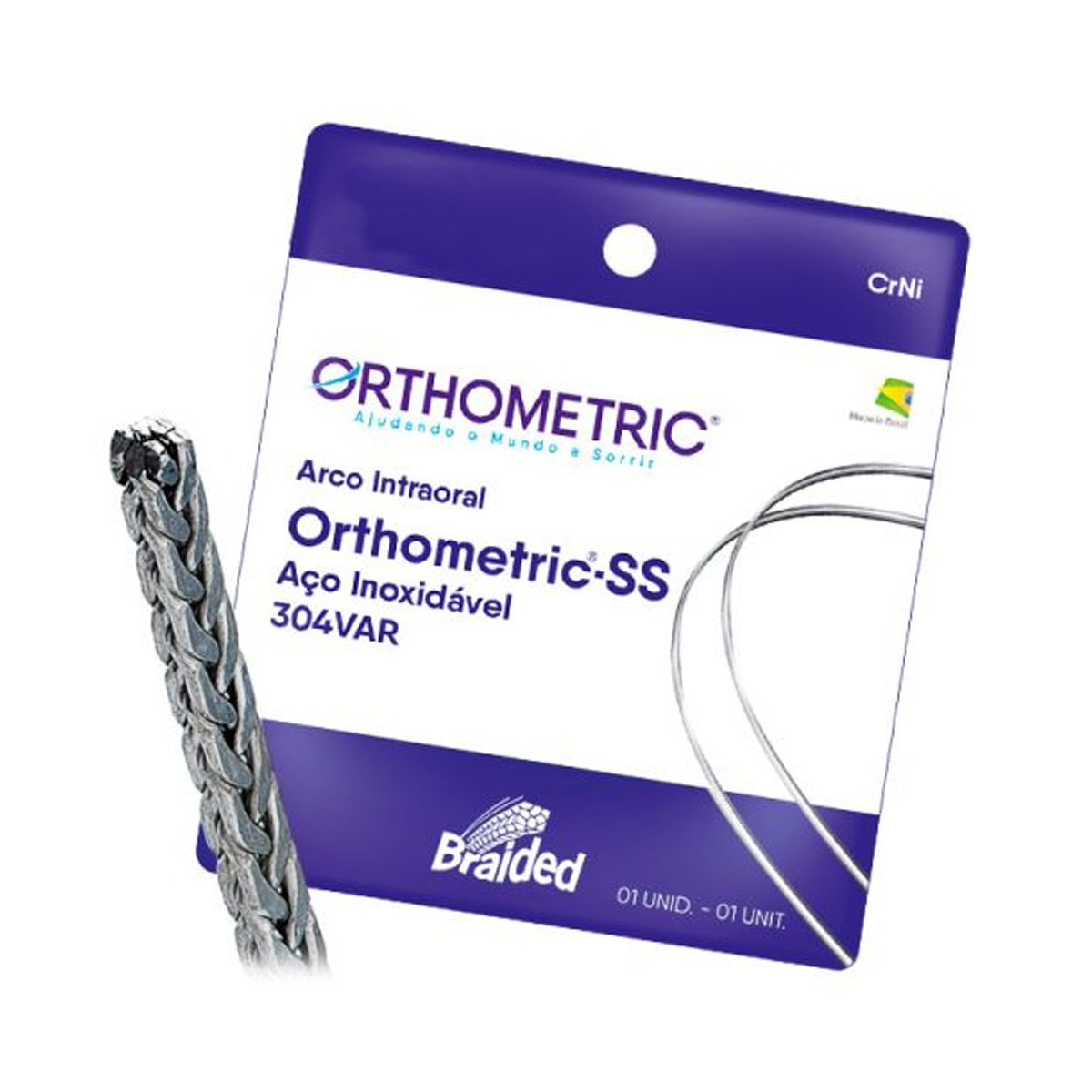 OrthoMetric Braided Eight Strand Woven SS Archwire Rectangular - 019 x 025 Lower - (52.55.2519)