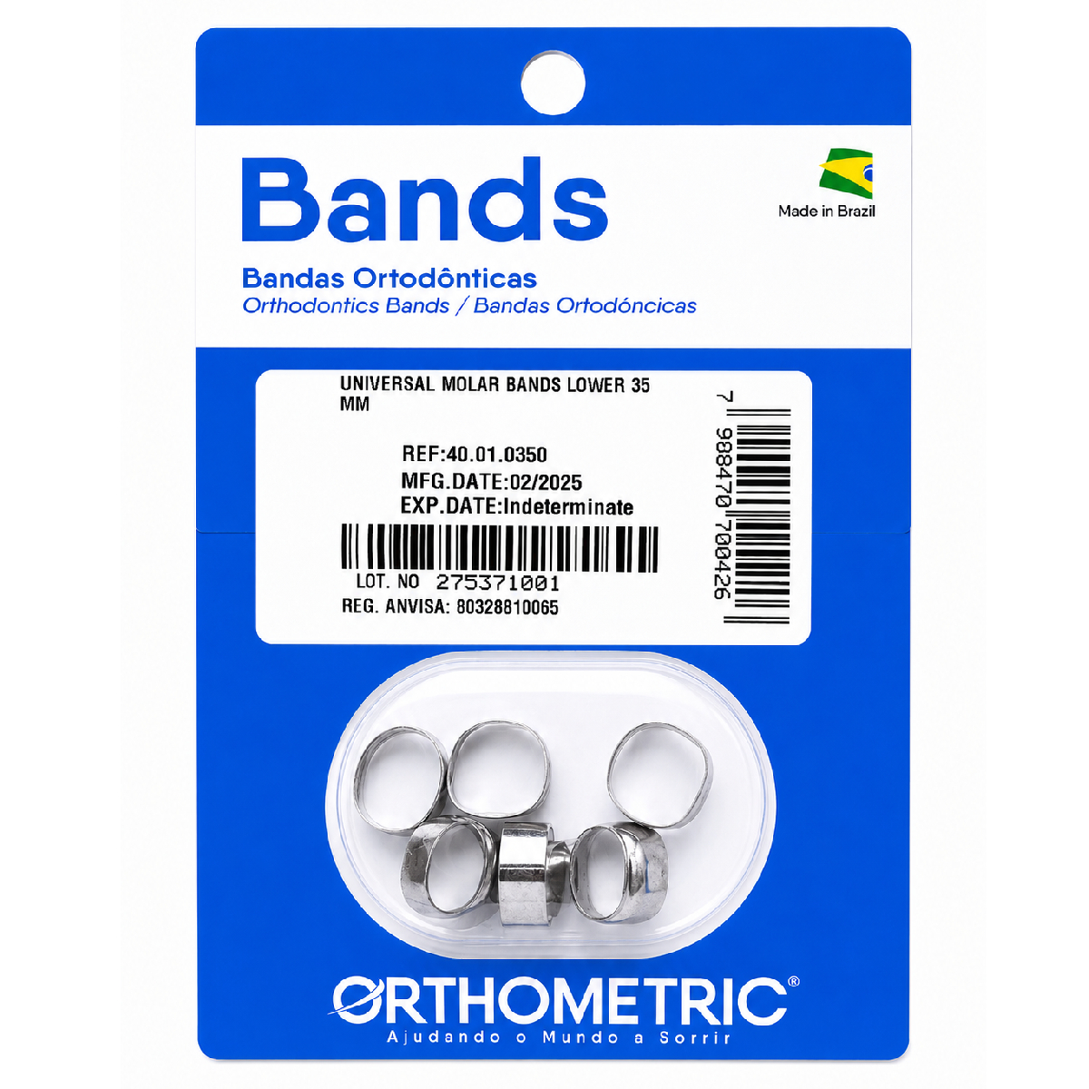 OrthoMetric Plain Ortho Bands - Size 35 Lower - (40.01.0350)