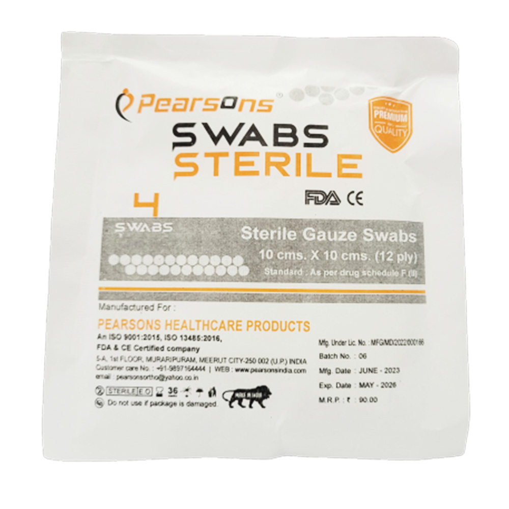 Pearsons Sterile Gauge Swabs 10cm x 10cm - 12Ply (Pack of 40)