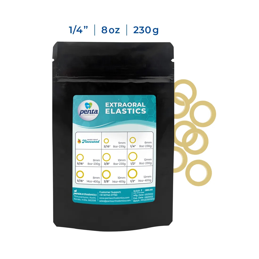 Penta Ortho Extraoral Elastics - size 1/4-8 Oz