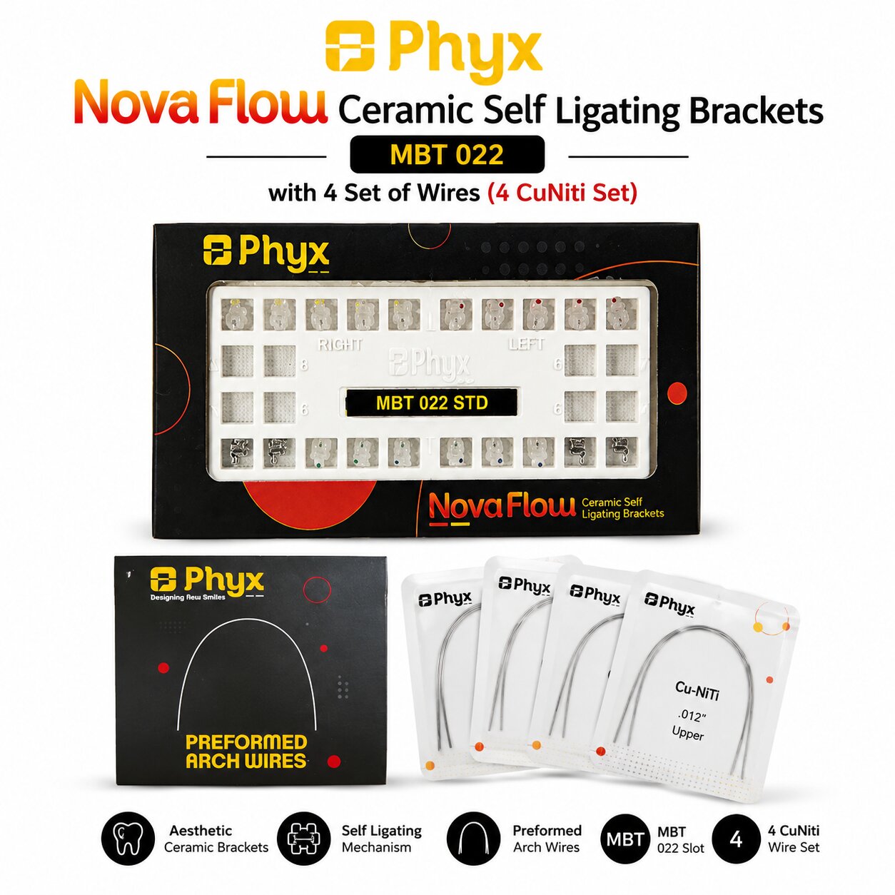 Phyx Nova Flow Ceramic Self Ligating Brackets