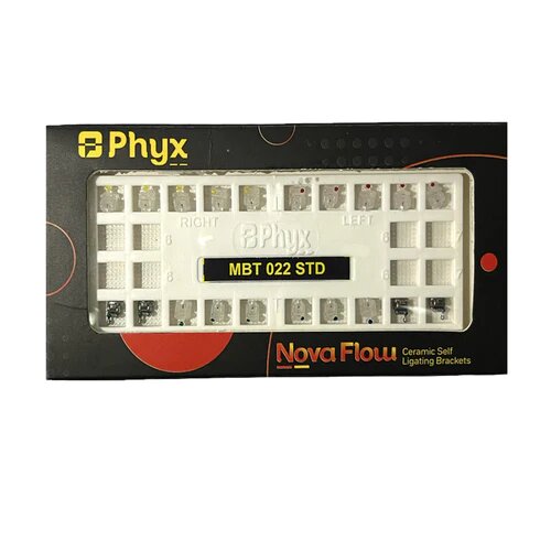 Phyx Nova Flow Ceramic Self Ligating Brackets MBT 022 with 4 Set of Wires (4 CuNiti Set)
