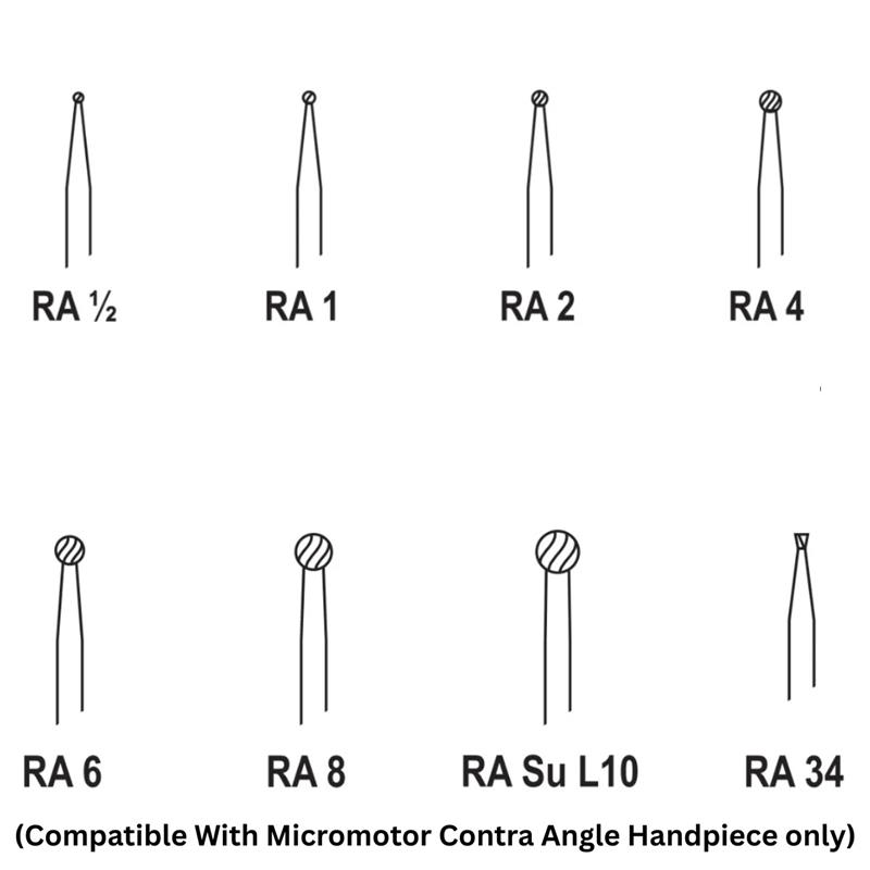 Pivo Round Carbide Contra-angle Burs - RA (Pack Of 5)