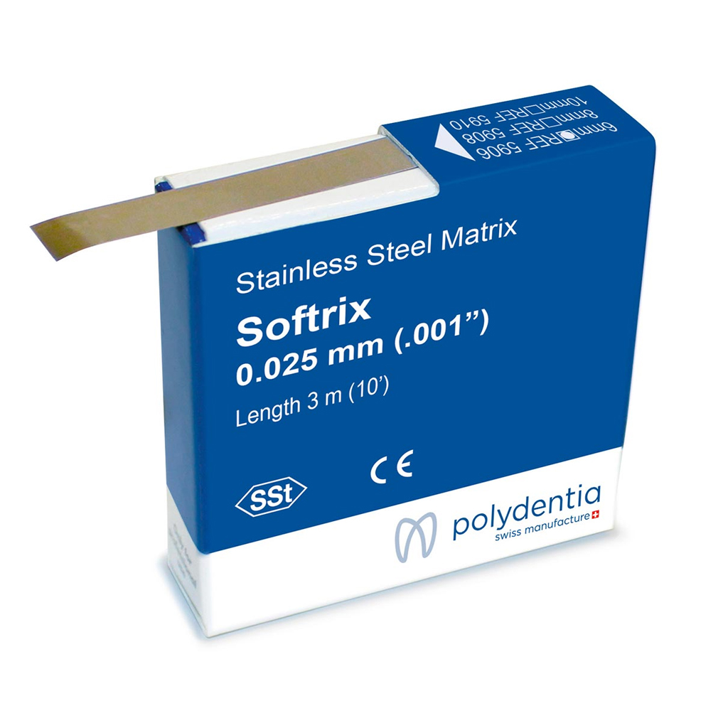 Polydentia Softrix Stainless Steel Matrix Strips 0.025mm x 6mm