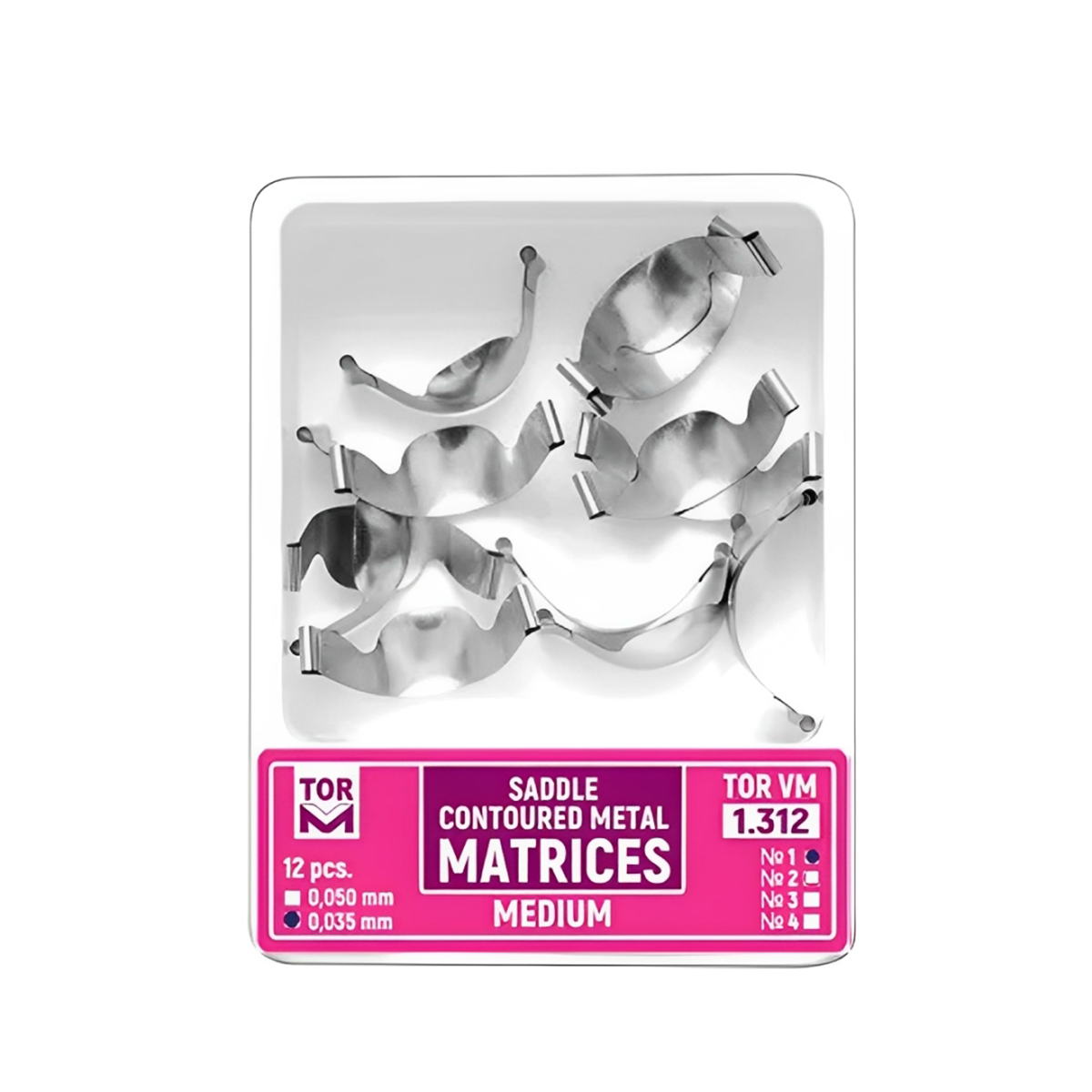 Tor Vm Metal Saddle Contoured Matrices 12 Pcs (Medium) 1.312(H35)
