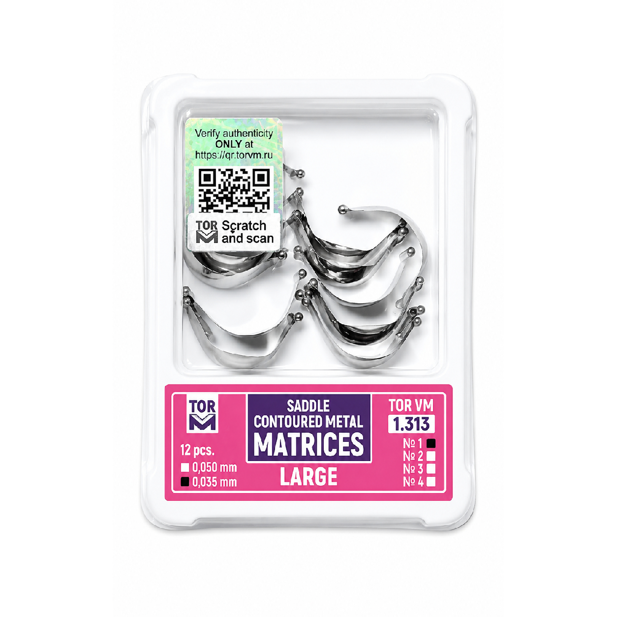Tor Vm Metal Saddle Contoured Matrices 12 Pcs (Large) 1.313(H35)