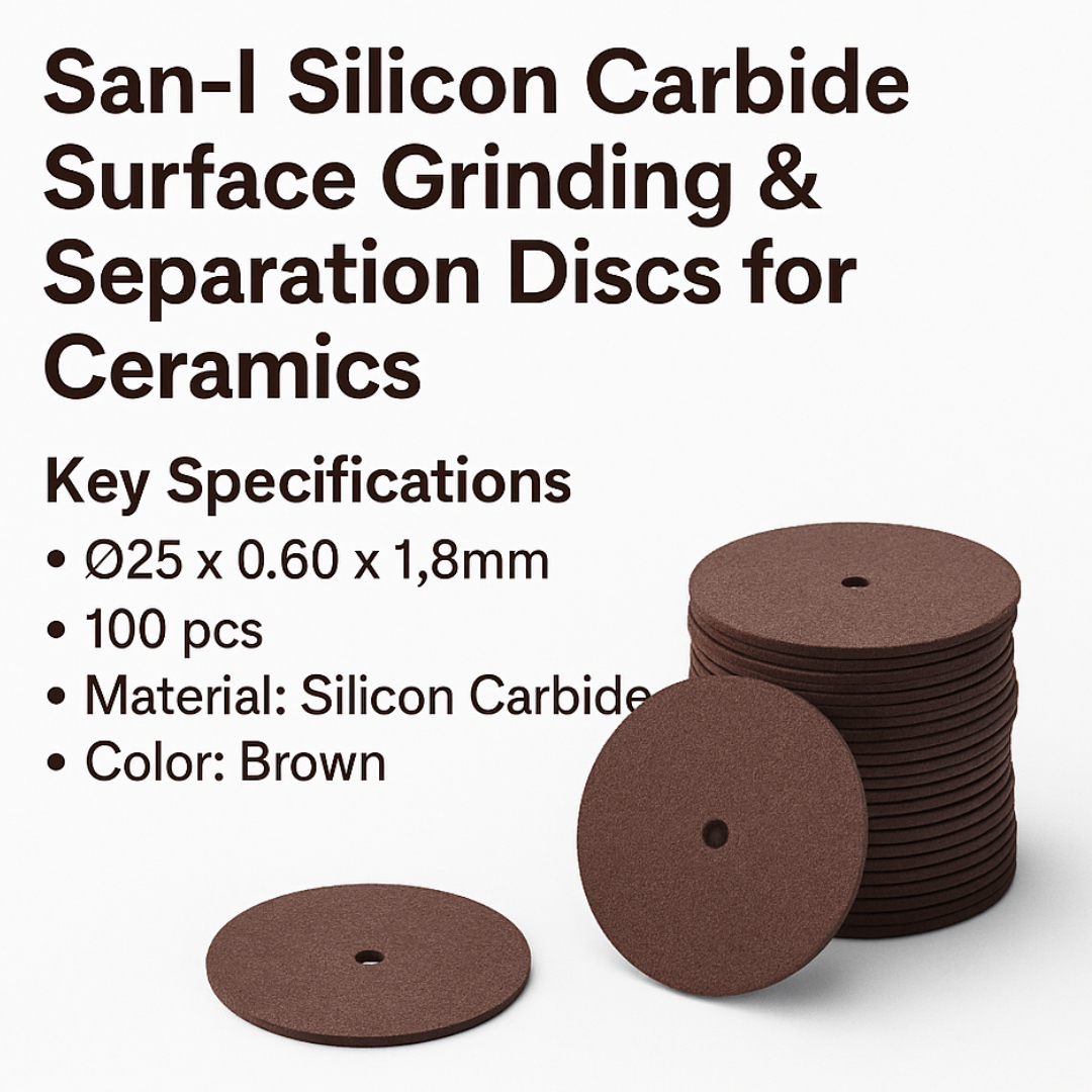 San-I Silicon Carbide Surface Grinding & Seperation Discs for Ceramics Ø25 x 0.60 x 1.8mm (100pcs)