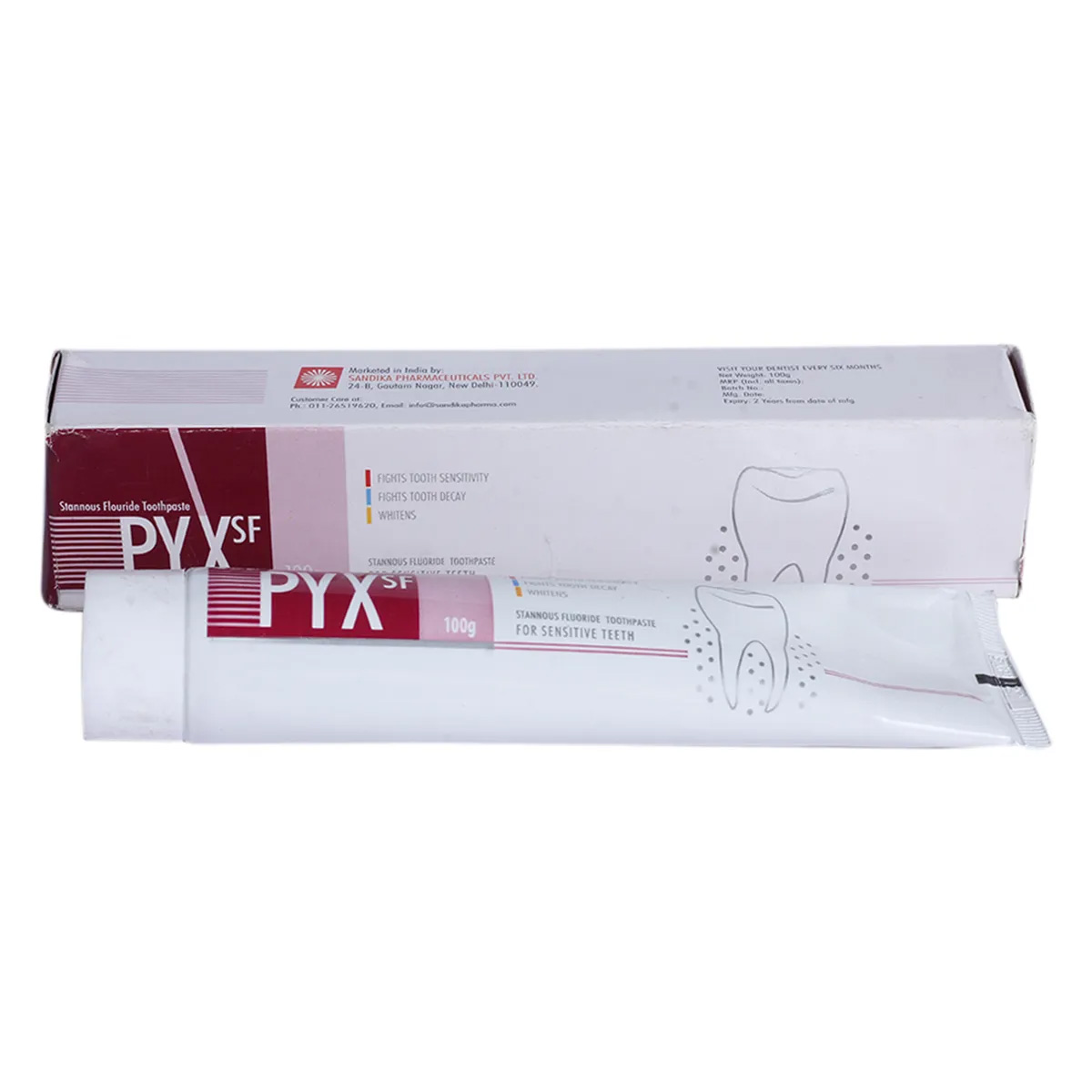 Sandika Pharma Pyx SF Stannous Fluoride Toothpaste - 100g (Pack of 12)