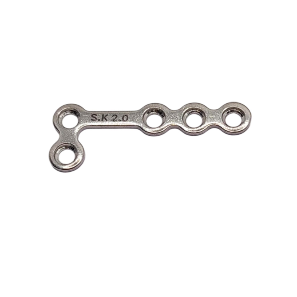 SK Surgicals SS Mini Bone Plates L Shape 90° With Gap - Right 2mm (5 Holes) 200.520SR (Pack of 2 )