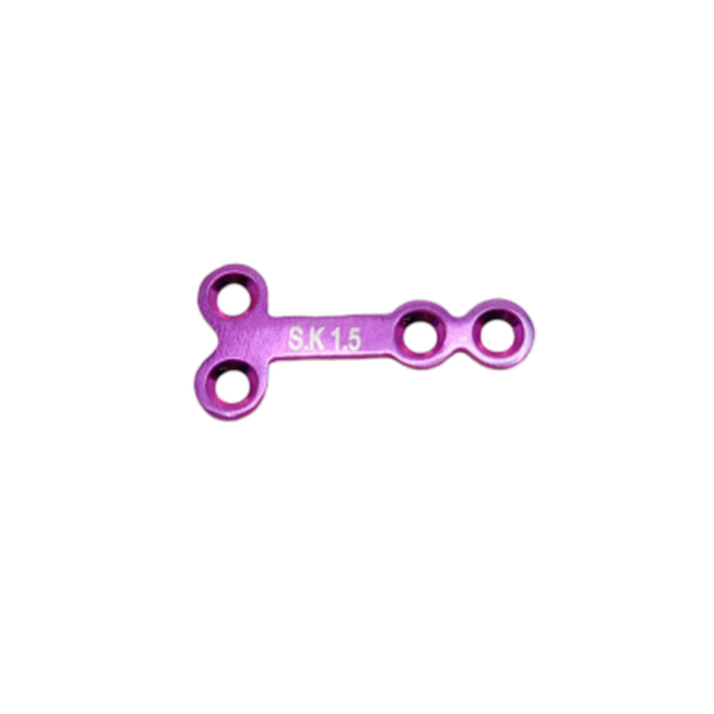 SK Surgicals Titanium Mini Bone Plates T Shape With Gap - 1.5mm (4 Holes) 105.440T (Pack of 2  )