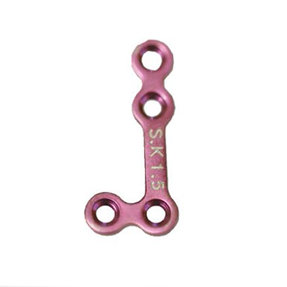 SK Surgicals Titanium Mini Bone Plates L Shape 90° With Gap - Left 1.5mm (4 Holes) 105.420TL