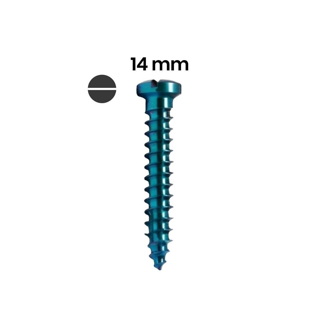 SK Surgicals Titanium Single Slot Screws - 2.5mm x 14mm (25014T) (Pack of 5 )