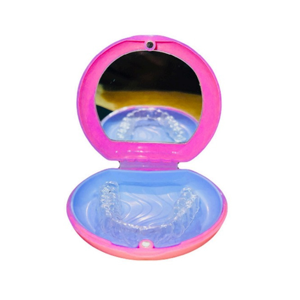 Snow White Aligner Case With Mirror & Removable Base - Pink