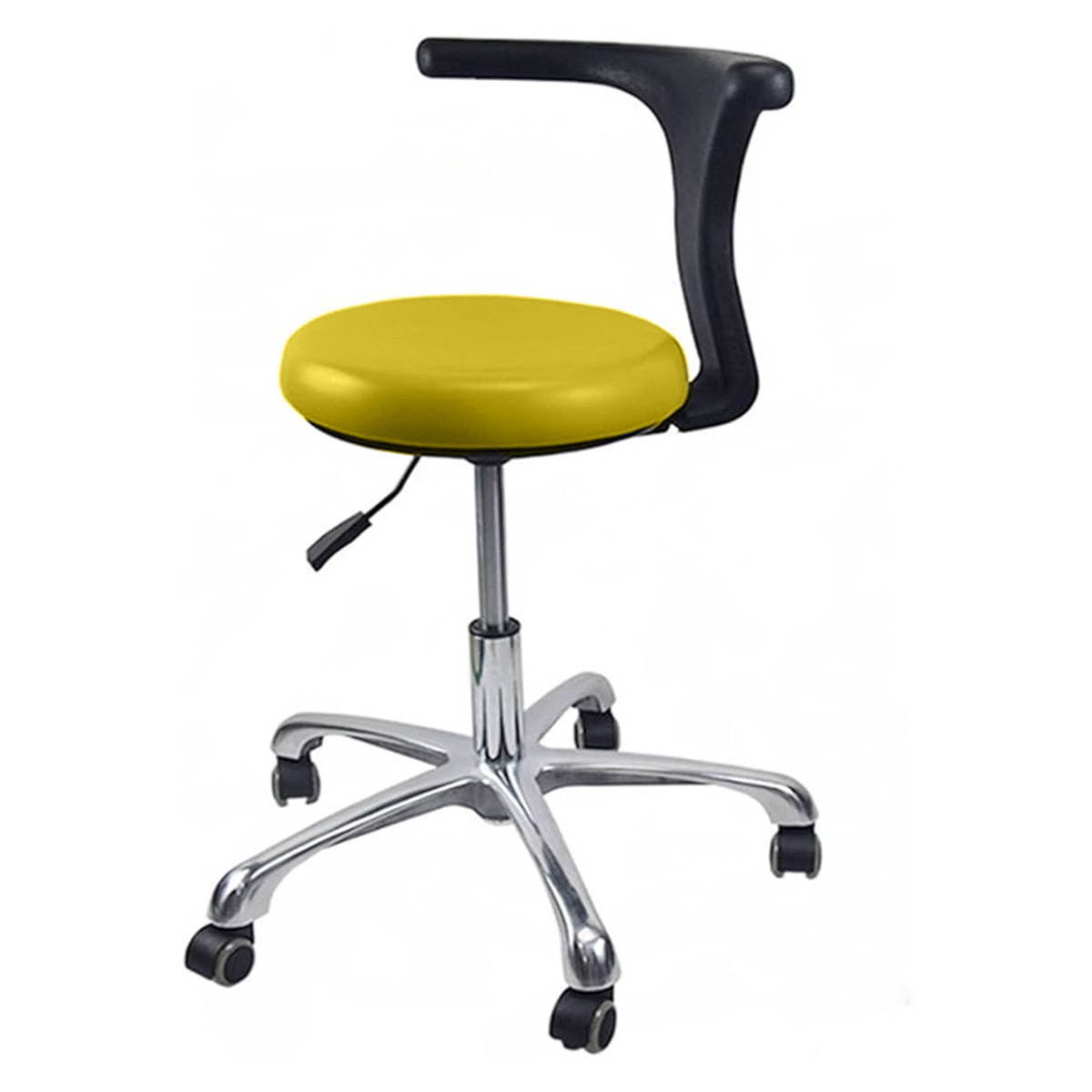 Sparedent Dental Stool with Armrest and Metal Base - Yellow