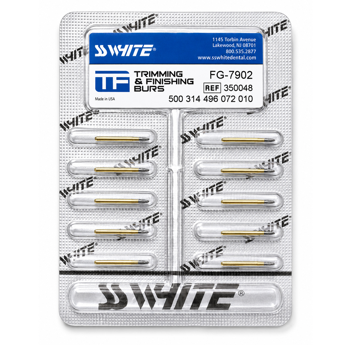 SS White Needle Finishing Bur-12 Blades #7902 (Pack Of 10)