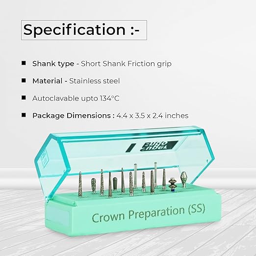 Superendo Crown Preparation Short Shank Diamond Bur Kit (For Paediatric Patient Only)