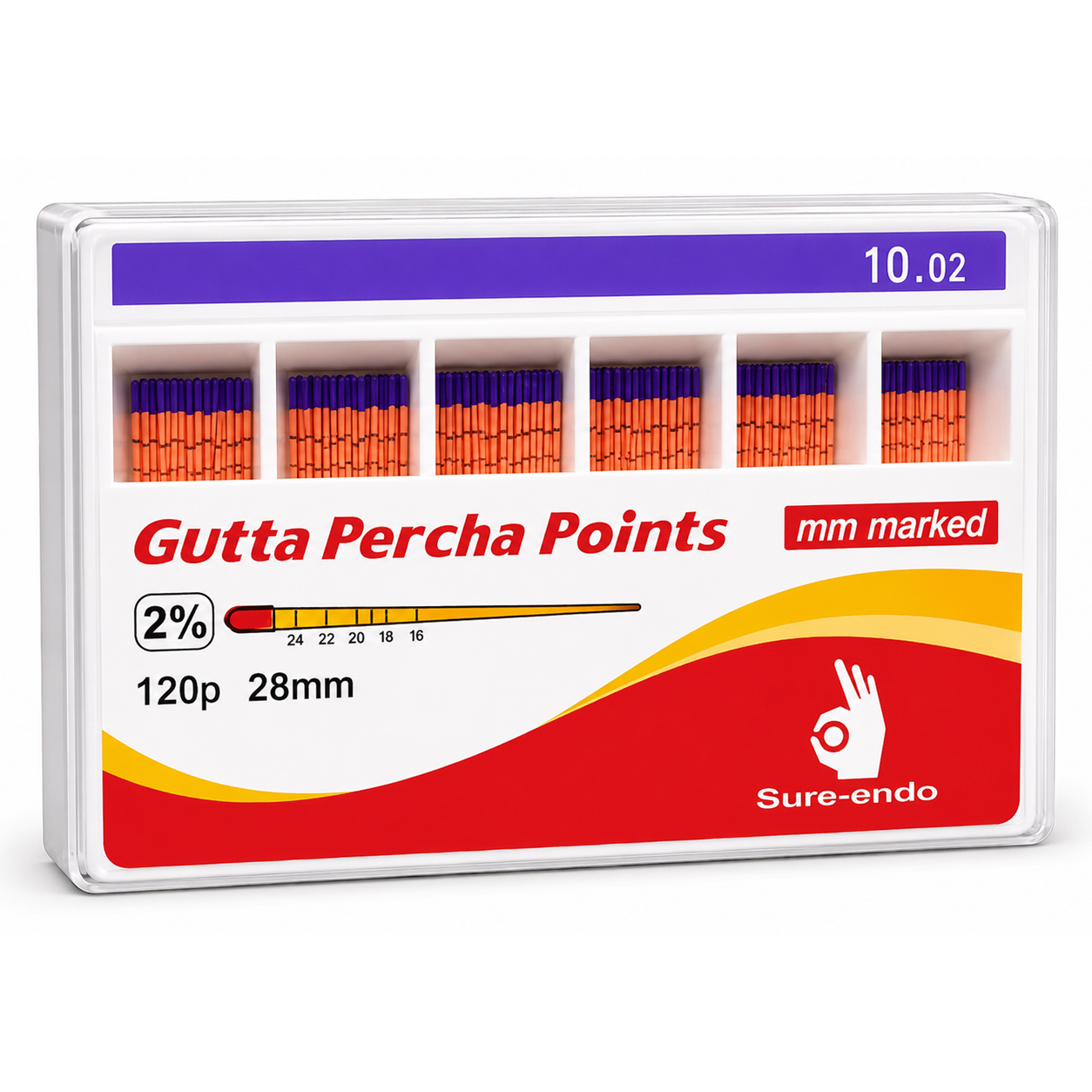 Sure Endo Gutta Percha Length Marked - 2% #10 (Pack of 120)