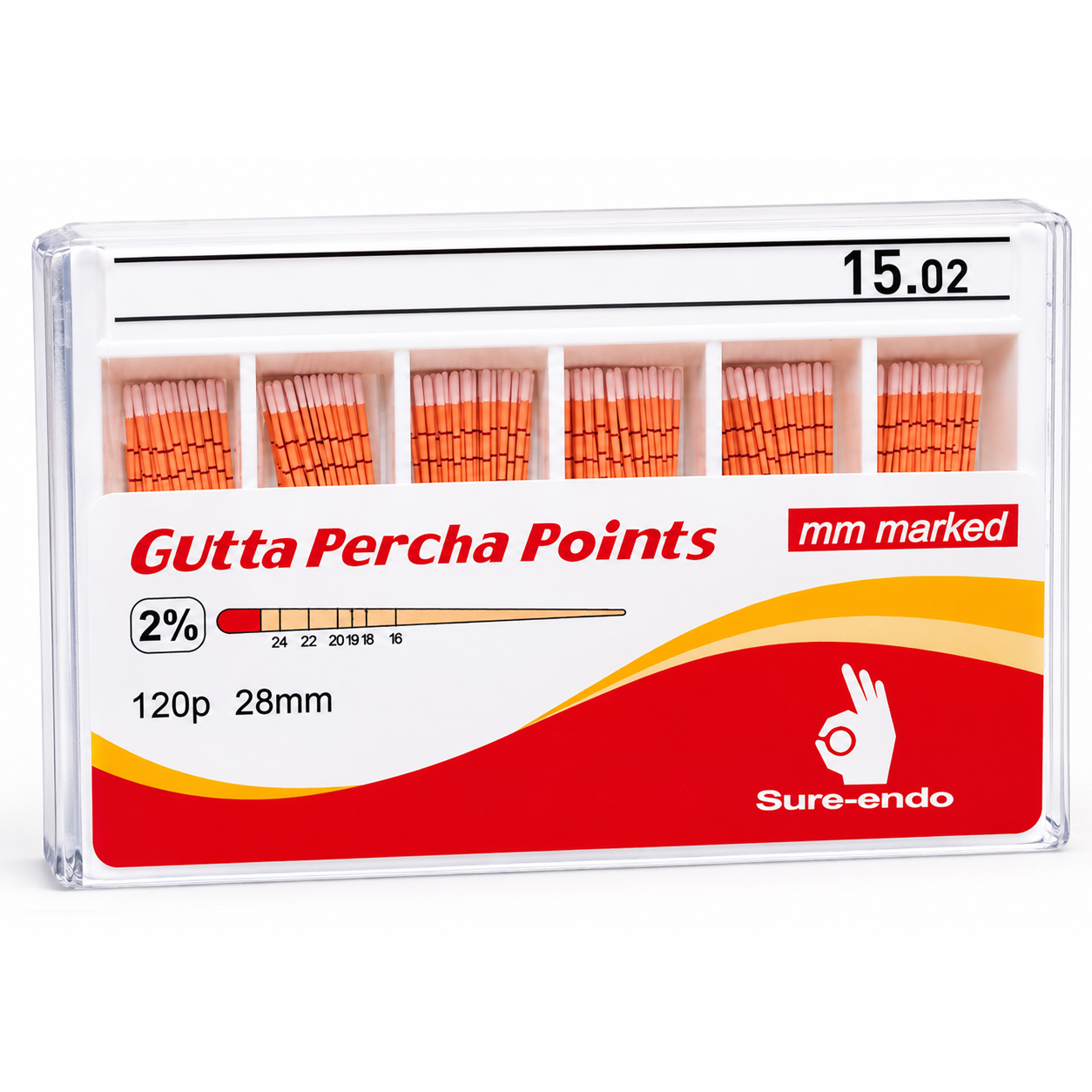 Sure Endo Gutta Percha Length Marked - 2% #15 (Pack of 120)