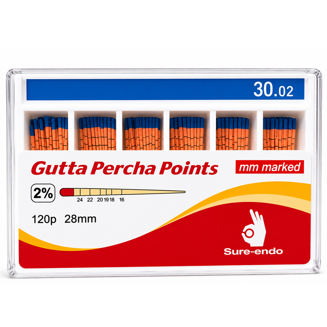 Sure Endo Gutta Percha Length Marked - 2% #30 (Pack of 120)