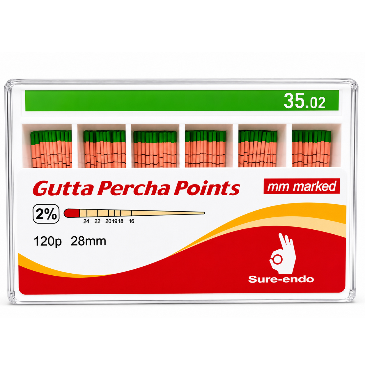 Sure Endo Gutta Percha Length Marked - 2% #35 (Pack of 120)