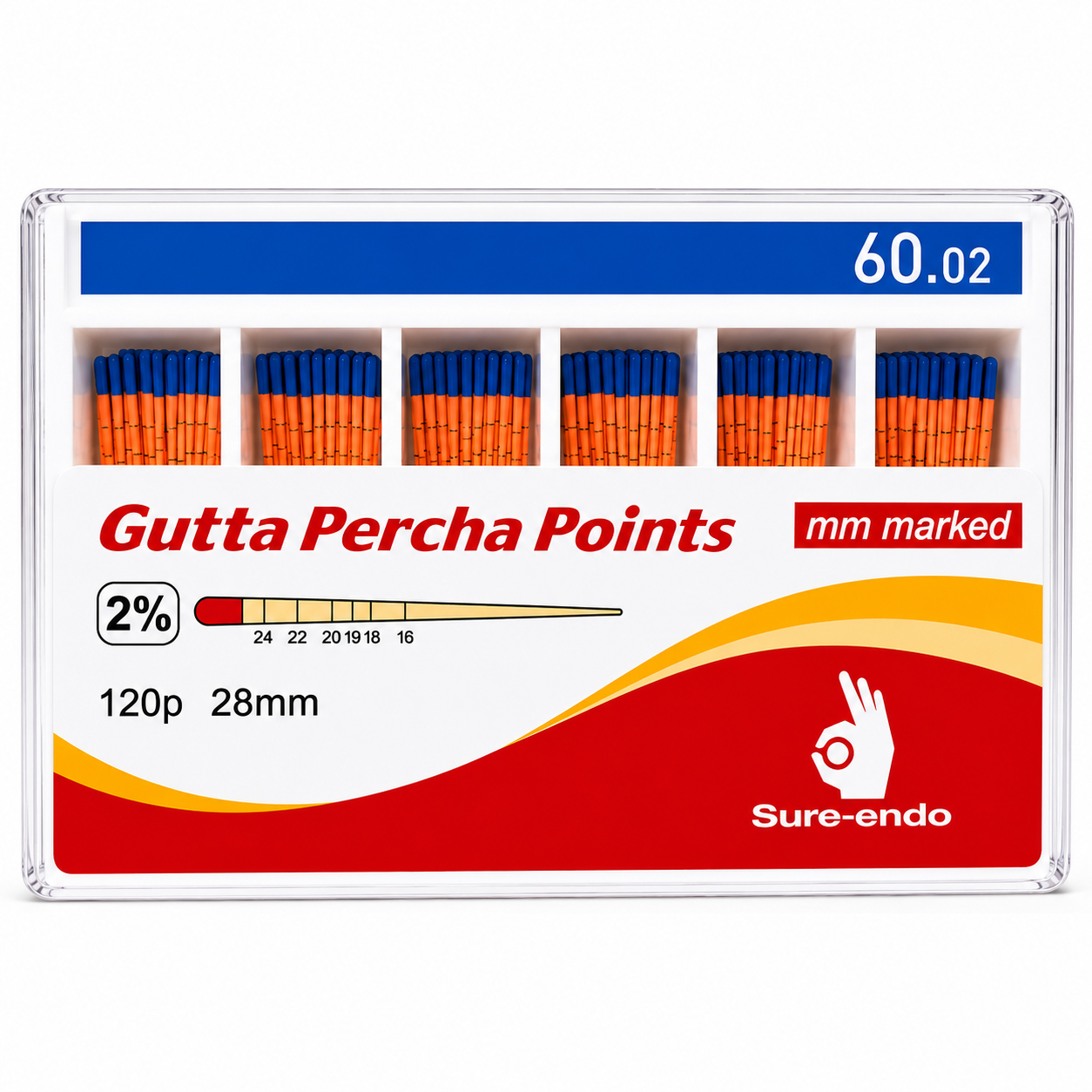 Sure Endo Gutta Percha Length Marked - 2% #60 (Pack of 120)