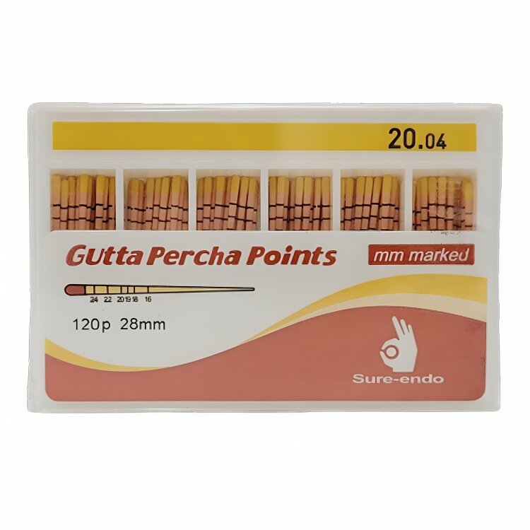 Sure Endo Gutta Percha Length Marked - 4% #20 (Pack of 120)