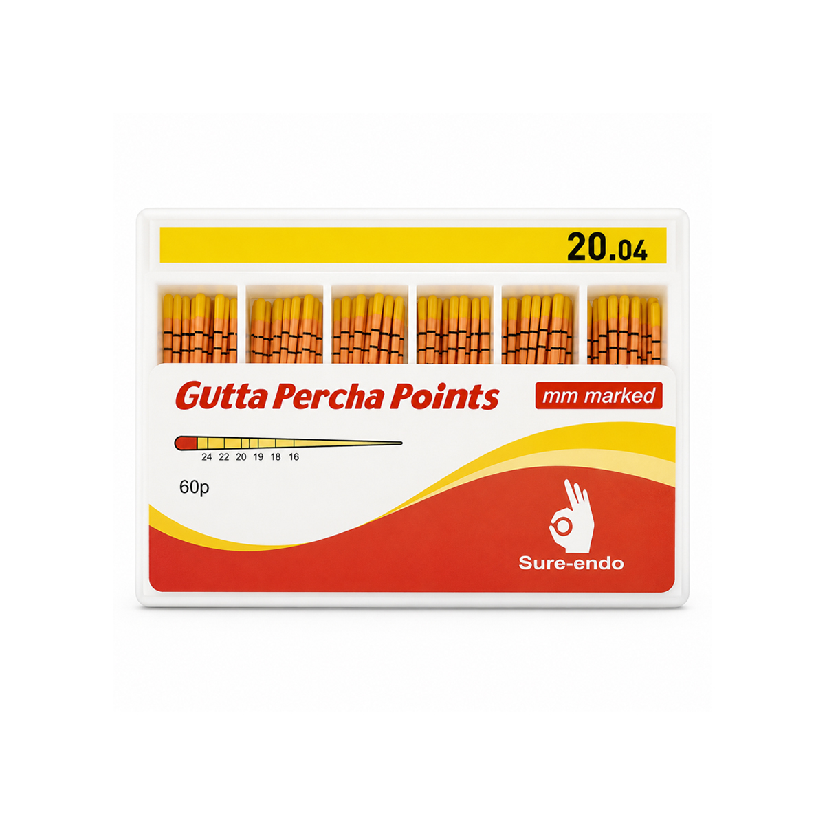 Sure Endo Gutta Percha Length Marked - 4% #20 (Pack of 60)