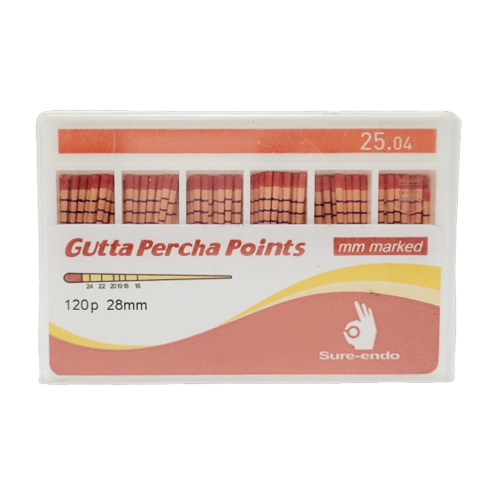 Sure Endo Gutta Percha Length Marked - 4% #25 (Pack of 120)