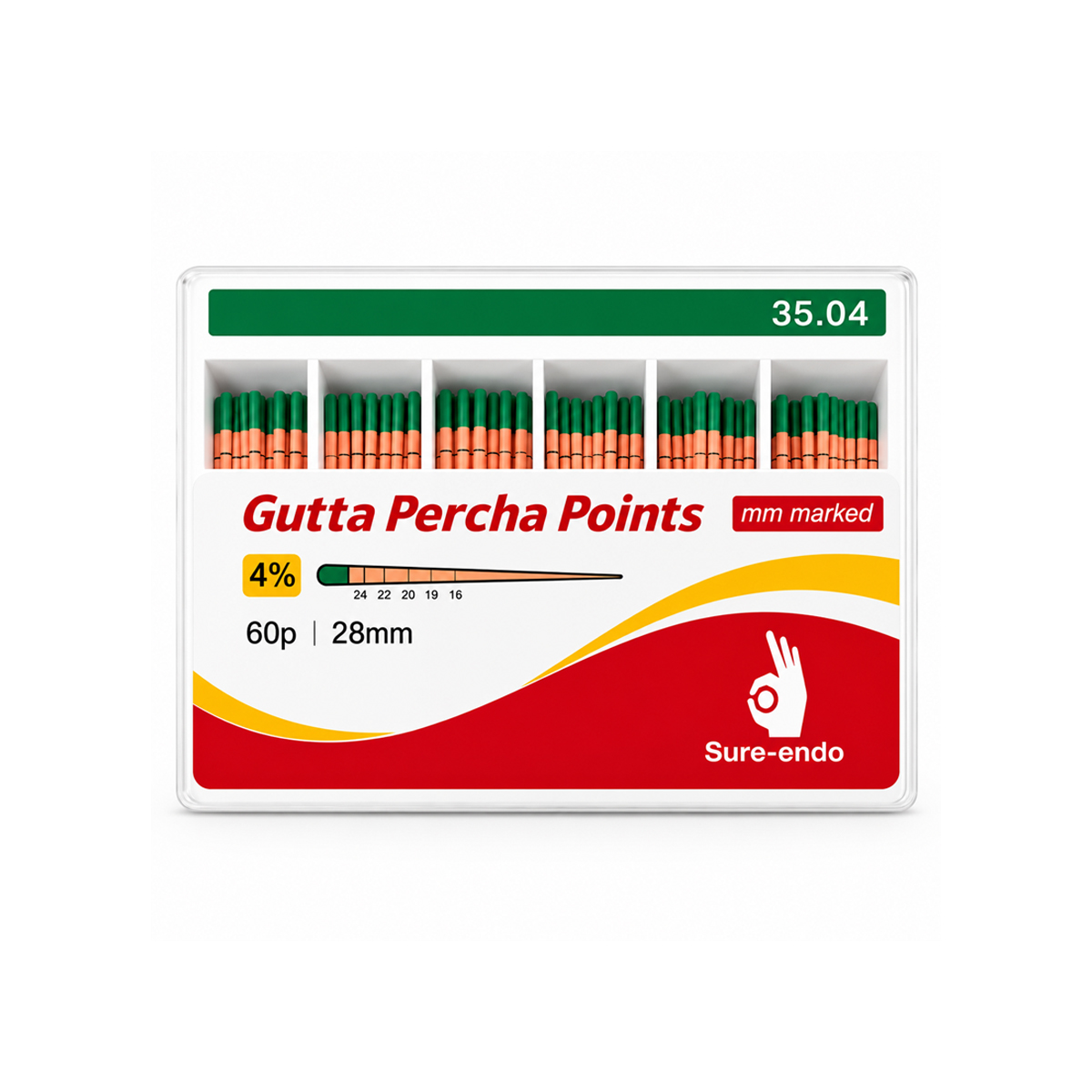 Sure Endo Gutta Percha Length Marked - 4% #35 (Pack of 60)