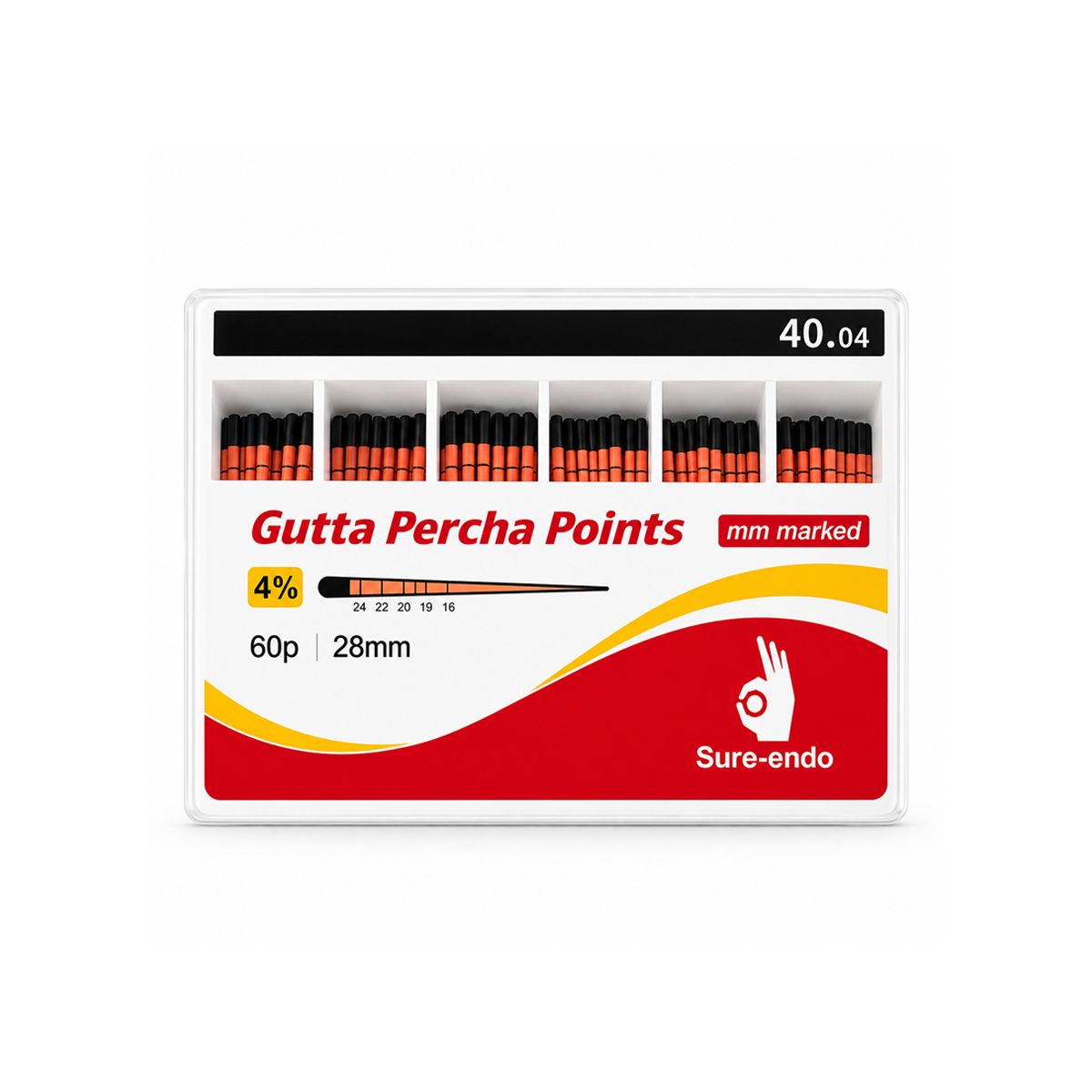 Sure Endo Gutta Percha Length Marked - 4% #40 (Pack of 60)